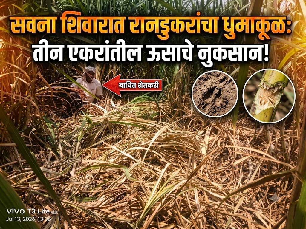 सवना शिवारात रानडुकरांचा धुमाकूळ: तीन एकरांतील ऊसाचे नुकसान!