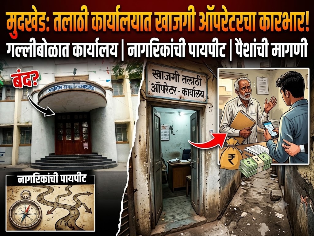 मुदखेड तालुक्यात तलाठी कार्यालयात खाजगी ऑपरेटरचाच कारभारगल्लीबोळात कार्यालय, नागरिकांची पायपीट आणि पैशांची मागणी